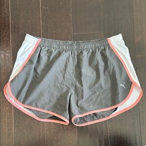 Puma Women's Athletic running L Shorts Gray lined built in underwear wind sports